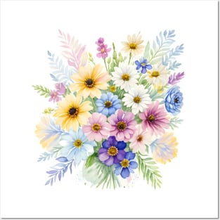 Colorful Wildflowers Bouquet Posters and Art